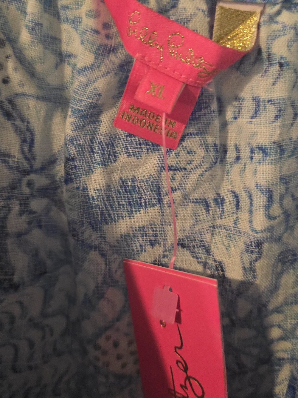 NWT Size XL Lilly Pulitzer Blue & Lagoon Linen Dress - Picture 4 of 6